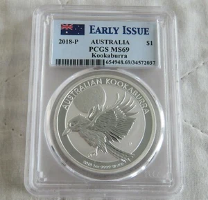 AUSTRALIA 2018 KOOKABURRA 1oz .9999 SILVER DOLLAR SLABBED PCGS MS69 EARLY STRIKE - Picture 1 of 3