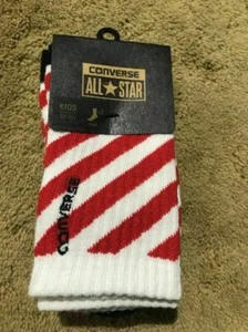 Converse All Stars Crew Kids Socks Color Red Blue Size 3Y-5Y 2Pk - Picture 1 of 3