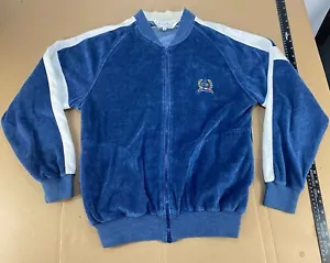 Vintage Christian Dior Jacket Adult M Blue Velour Full Zip Velvet - Picture 1 of 9