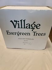 Dept 56 VILLAGE EVERGREEN TREES Cold Cast Porcelain.  Set of 3 With Box #5205-1