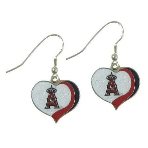 Los Angeles Angels Glitter Sparkle Heart Earrings  Nickel Free Cover
