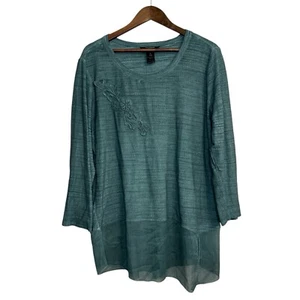 Ali Miles blouse women's XL art boho cottage romantic floral embroidered tunic - Picture 1 of 13