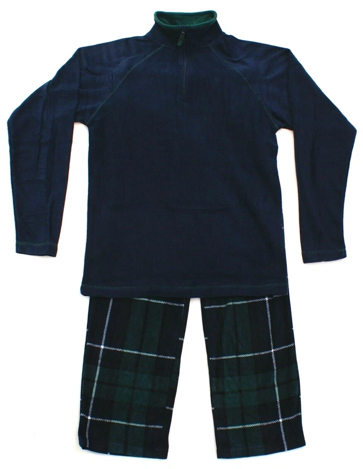 Weatherproof Blue & Green 1/4 Zip Fleece Top & Plaid Pant Sleepwear Set Men's  - Image 1 of 4