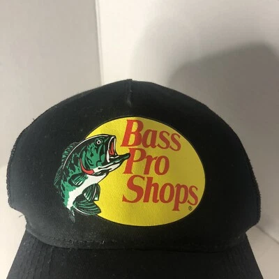 Gorra de camionero de pesca negra Bass Pro Shops gorra de malla ajustable SnapBack Foto 1 de 4