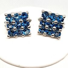 Earrings NATURAL London BLUE Topaz 9 GEMSTONE 925 STERLING SILVER Square Bride 4