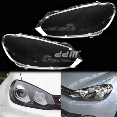 1 Pair Headlight Lamp Lens Cover Fit For VW Volkswagen Golf MK6 MKVI 2008-2013 - image 1 of 4