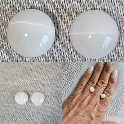 White Quartz Pair of Cat's Eye Cabochon - Image 1 of 4