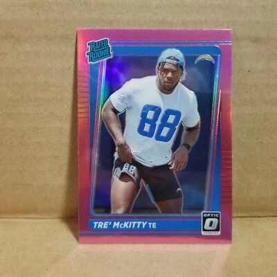 Tre' McKitty 2021 Donruss Optic Pink Prizm Preview Rookie Card #P-304 Chargers  - Image 1 of 2