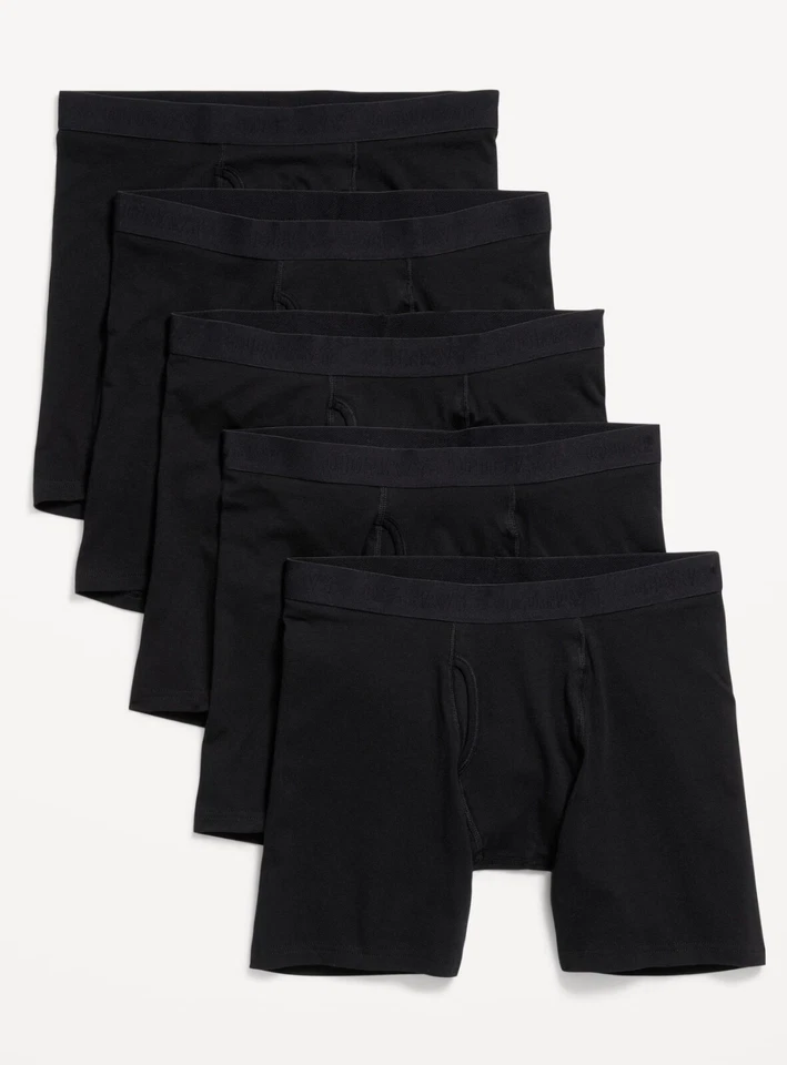 Paquete de 5 calzoncillos boxer lavados suaves para hombre Old Navy 6,25 pulgadas entrepierna negros $40 talla XS Foto 1 de 1