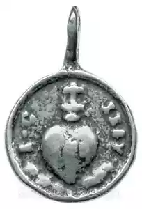 Medaglia piccola SACRO CUORE / CUORE IMMACOLATO, argento fuso f/ XVIII secolo medaglia italiana - Foto 1 di 2