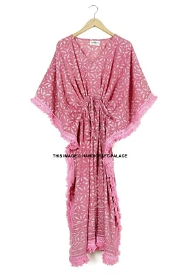 Anokhi,Vintage Indian Block Print cotton Kaftan Maxi Dress,Hippy Bohemian Caftan - Image 1 of 3