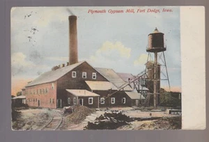 Fort Ft. Dodge IOWA 1908 PLYMOUTH GYPSUM MILL Mine Mining ADVERTISING Miners IA - Picture 1 of 2