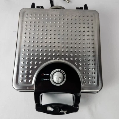 FOOD NETWORK Belgium Waffle Maker Stainless Steel Model YDE813 Sensio Tested EUC - Image 1 of 4
