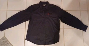 RADIOSHACK Embroidered Employee Uniform Button Up Oxford Black Long Sleeve Shirt - Picture 1 of 8