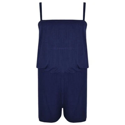 Enfants Filles Uni Marine Couleur Combishort Trendy Combinaison Tout en Un New - Photo 1/2