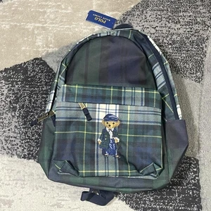 POLO RALPH LAUREN Polo Bear Backpack Green Gordon Plaid Tartan Embroidered NEW - Picture 1 of 22