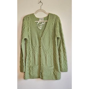 New! Gorgeous Green Kilronan Knitwear Women's Merino Wool "Tree" Cardigan, SZ XL - Picture 1 of 10