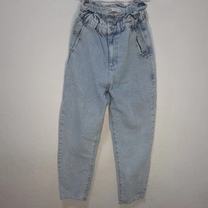 Bolsa de Papel Zara Jean Talla 4 Azul Ácido Lavado Botón Frontal Cintura Elástica Cintura Alta - Imagen 1 de 16