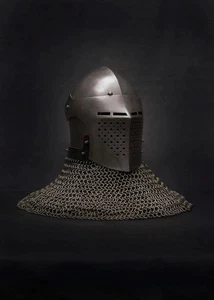Medieval Spoleto Bascinet Helmet Combat Ready Knight Armor Buhurt SCA Halloween - Picture 1 of 7