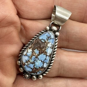 Ciondolo turchese Navajo Golden Hills 1,75" sterling firmato R Shakey 9,3 g - Foto 1 di 6
