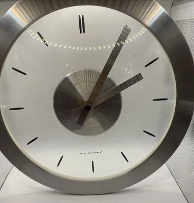 Wall Clock Sterling & Noble - Silver Metal Frame Translucent Face Tested Works - Image 1 of 4