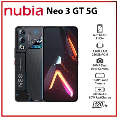 NEW ZTE nubia Neo 3 GT 5G 12GB+256GB GREY Dual SIM Unlocked Android Mobile Phone - Bild 1 von 3