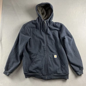 Carhartt Felpa con Cappuccio Uomo 2XL Alta Blu Sherpa Foderata Zip Felpa Giacca Outdoor - Foto 1 di 10