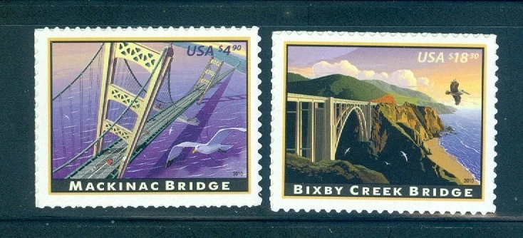 US 4438-4439 Mackinac Bridge & Bixby Creek Bridge, Mint NH - Image 1 of 1