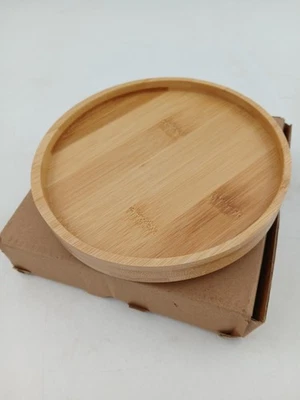 LoeJan Bamboo Round Tray Serving Plate 6 Inch Coaster Holder Organizer Natural - Image 1 of 4