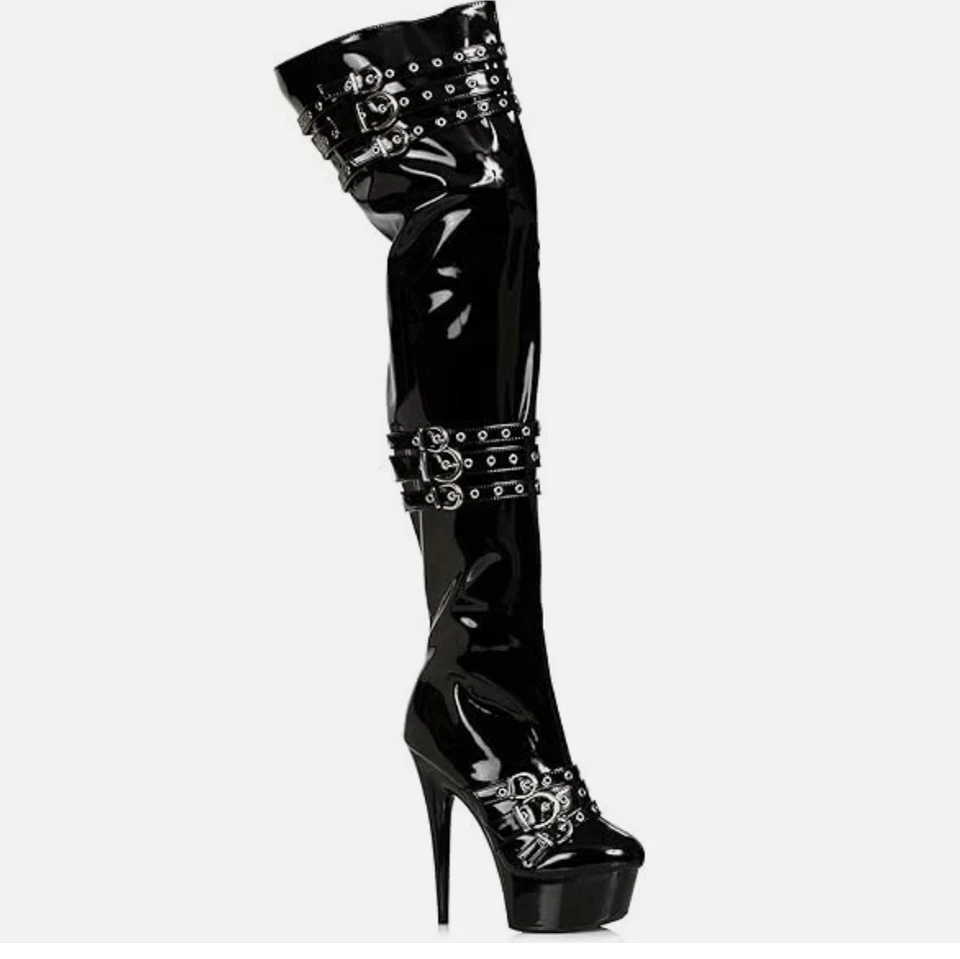 Ellie 7" Stiletto Stretch Thigh High Boots Women 609-Sheridan BLACK - SIZE 10