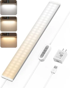 Under Desk Light, 16Inch Dimmable LED Under Cabinet Lighting, USB Plug in Cab... - Picture 1 of 6