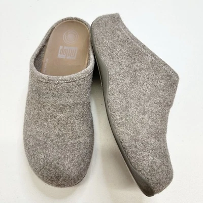 FitFlop 女式 Shuv Felt Clog B89-240 舒适懒人骡子棕色 8 码 — 第 1/4 张图片