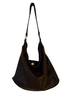 CARTERA DE CUERO MARRÓN Hobo Tachonado SWARVOSKI Cuentas FLEUR DE LIS Foto 1 de 4