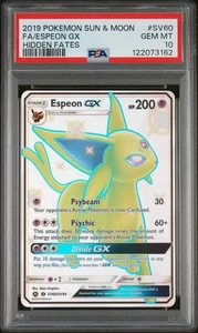 2019 POKEMON SUN & MOON HIDDEN FATES #SV60 FULL ART/ESPEON GX PSA 10 - Picture 1 of 3