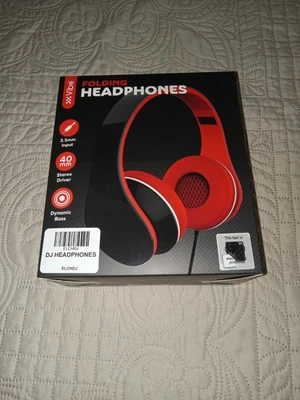 Auriculares plegables Vibe Sound con graves dinámicos y controlador estéreo rojo Foto 1 de 2