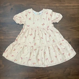 Cat & Jack Flowy Peach With Flowers Dress Girl’s Size S (6/6X) - Picture 1 of 5