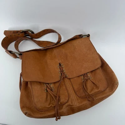 Rare Vintage Kooba Annie Oak Leather Crossbody Messenger Bag Cognac 40771 - Image 1 of 4
