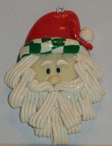 Vintage Santa Weihnachtsschmuck - 3 1/2" Ton 3D Weihnachtsmannkopf - Bild 1 von 3