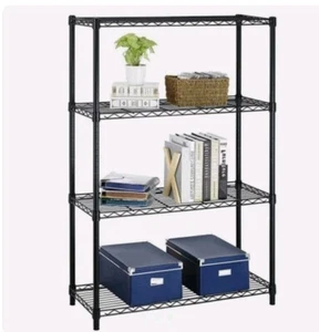 4-Shelf Wire Shelving Unit Steel Storage Metal Adjustable Heavy Duty Shelf Black - Picture 1 of 9