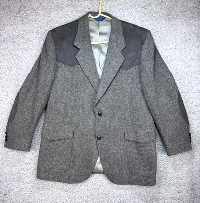 Chaqueta Blazer de Lana Pendleton De Colección Para Hombre Talla 44 Codo Occidental Gamuza Parche Gris Foto 1 de 4