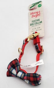 Merry Bright Festive Dog Collar Red Flannel Bow Size XXS Brand New with Tag - Picture 1 of 9