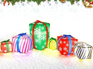 Scatole Regalo Gonfiabili Giganti Natalizie Lunghe 9 Piedi con Luci LED Decorazione Esterno... - Foto 1 di 7