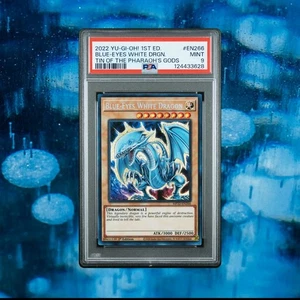 2022 YU-GI-OH! TIN OF THE PHARAOH'S GODS BLUE-EYES WHITE DRAGON EN266 PSA 9 - Picture 1 of 3