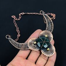 Lovely Emerald Lab-Created Gemstone Handmade Copper Wire Wrap Jewelry Necklace