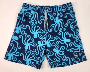 Tom & Teddy Swim Trunks Boys 11-12 Octopus Board Shorts Blue Mesh Lined Pockets - Picture 1 of 8