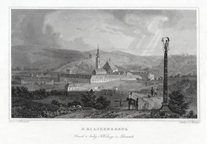 Heiligenkreuz: vista general. Grabado en acero original alrededor de 1850 - Imagen 1 de 1