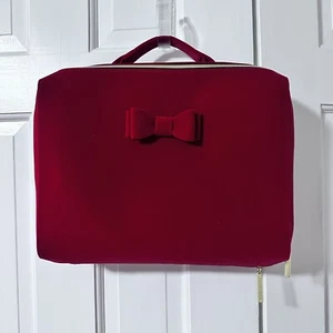 Estee Lauder Rot Samt Reise Make-up Tasche Reißverschluss 13X10 Schleife Detail - Bild 1 von 5