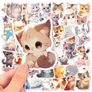 50 Stck. Kawaii Aquarell Katzen Kätzchen Laptop Cartoon Aufkleber Scrapbooking Sticker - Bild 1 von 12