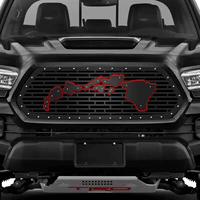 Custom Aftermarket Steel Grille for 2016-2017 Toyota Tacoma HAWAII + Red Accent - Image 1 of 3