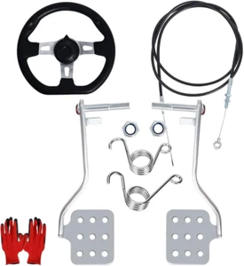 Go Kart Brake Throttle Pedals with Automotive Steering Wheels, Upgrade 71" Cable - Picture 1 of 7